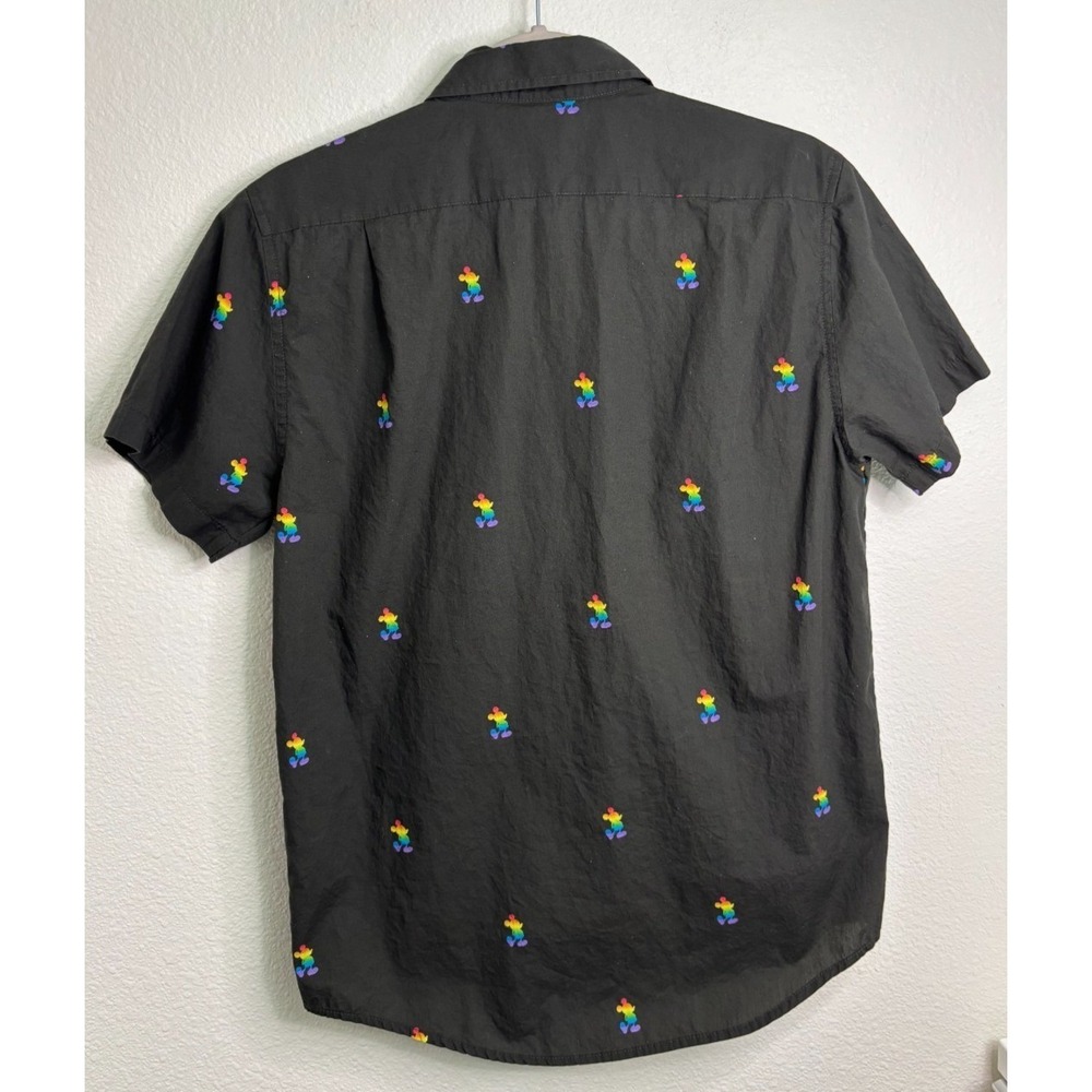 Disney Pride Collection Rainbow Mickey Mouse Black Button Shirt Small Unisex - Picture 3 of 10